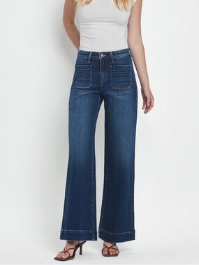 Flying Monkey Dark Blue High-Rise Wide-Leg Jeans